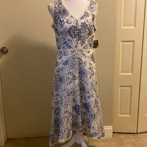 Blue and White Lace overlay dress
